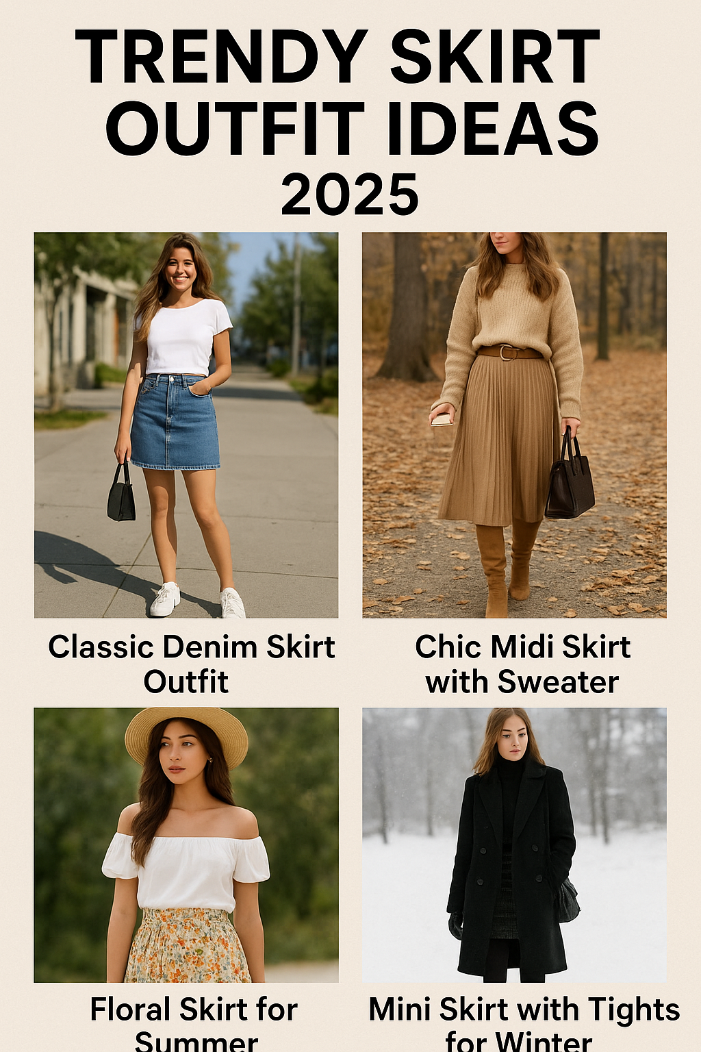 🌸 Trendy Skirt Outfit Ideas 2025 – How to Style Skirts for Every Season